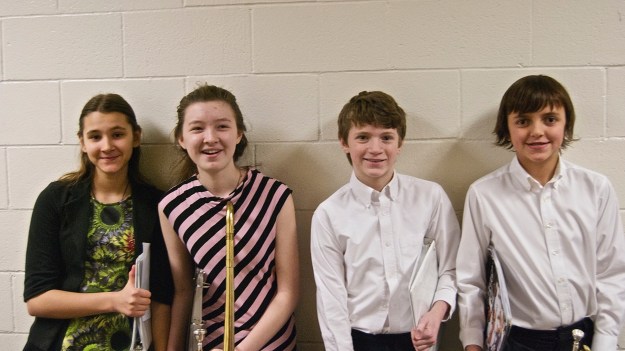 (MIC Brass Quartet: Alisa, Yumiko, Will, and Jack)